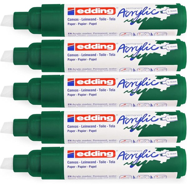 Marqueur acrylique large 5000 vert mousse 5-10 mm x 5 EDDING