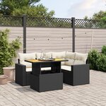 vidaXL Salon de jardin 5 Pièces avec coussins noir résine tressée
