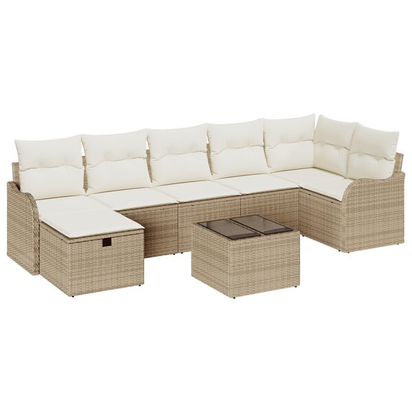 vidaXL Ensemble de canapés de jardin 8 pièces avec coussins en rattan synthétique beige