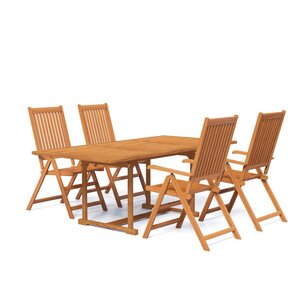 vidaXL Ensemble à manger de jardin 5 Pièces Bois d'acacia massif 150-200 cm