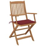 vidaXL Chaises pliables d'extérieur et coussins lot de 8 Bois d'acacia