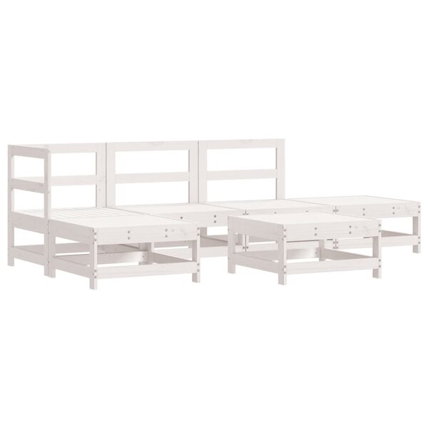 vidaXL Salon de jardin 6 Pièces Blanc Bois de pin massif