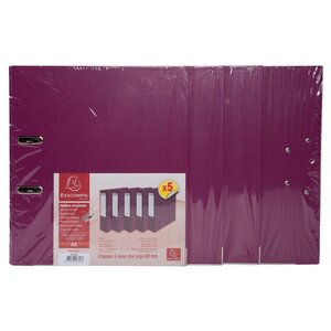 Lot De 5 Classeurs À Levier Intérieur Et Extérieur En Polypropylène - Dos De 80mm - Mécanique Prem'touch - A4 - Fuchsia - X 2 - Exacompta