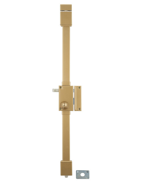 THIRARD - Serrure en applique Targa à tirage pour porte d'entrée  droite  3 pts  Transit2 Ø23mm  axe 45mm  or  4 clés