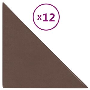 vidaXL Panneaux muraux 12 Pièces Marron 30x30 cm Similicuir 0 54 m²