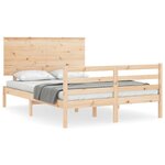 vidaXL Cadre de lit avec tête de lit 120x200 cm bois massif