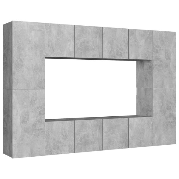 vidaXL Ensemble de meubles TV 8 Pièces Gris béton Bois d'ingénierie