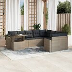 vidaXL Salon de jardin avec coussins 10 Pièces gris clair résine tressée