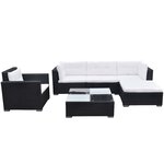 vidaXL Salon de jardin 6 Pièces avec coussins résine tressée noir
