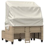 vidaXL Canapé de jardin 2 places avec auvent et tabourets beige rotin