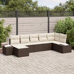 vidaXL Ensemble de canapé de jardin 7 pièces avec coussins marron rotin synthétique
