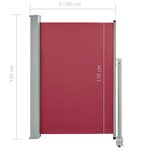 vidaXL Auvent latéral rétractable de patio 120x300 cm Rouge