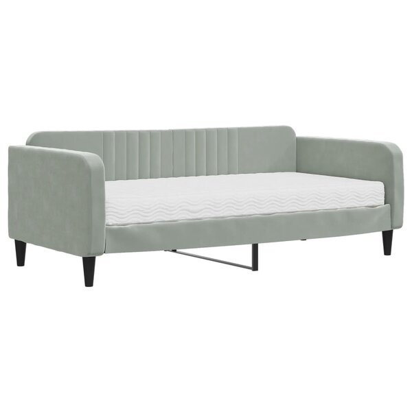 vidaXL Lit de jour avec matelas gris clair 90x190 cm velours