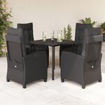 vidaXL Ensemble à manger de jardin coussins 5Pièces Noir Résine tressée