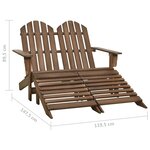 vidaXL Chaise de jardin Adirondack 2 places repose-pied sapin marron