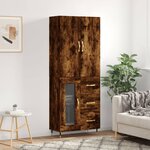 vidaXL Buffet haut Chêne fumé 69 5x34x180 cm Bois d'ingénierie