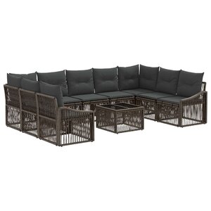 vidaXL Ensemble de canapé de jardin 10 Pièces Gris polyrotin