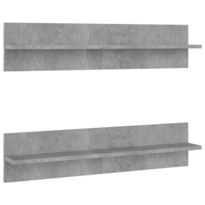 vidaXL Étagères murales 2Pièces Gris béton 80x11 5x18cm bois d'ingénierie