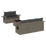 vidaXL Salon de jardin 6 Pièces avec coussins gris résine tressée