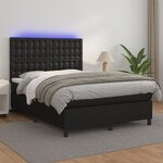 vidaXL Sommier à lattes de lit avec matelas et LED Noir 140x200 cm