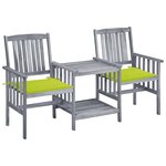 vidaXL Chaises de jardin avec table à thé et coussins Acacia solide