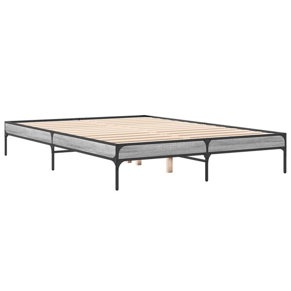 vidaXL Cadre de lit sonoma gris 160x200 cm bois d'ingénierie et métal