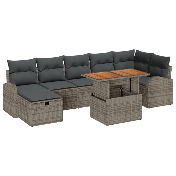 vidaXL Ensemble de Canapé de Jardin de 8 pièces avec Coussins Gris Rattan