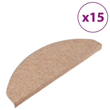 vidaXL Tapis d'escalier autocollants 15 Pièces 65x22 5x3 5 cm Beige