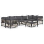 vidaXL Salon de jardin 8 Pièces avec coussins anthracite résine tressée