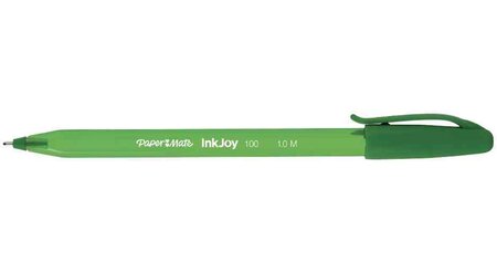 Stylo bille InkJoy 100 Triangulaire à capuchon Pte Moy. Vert PAPER MATE