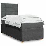 vidaXL Sommier à lattes de lit avec matelas Gris foncé 100x200cm Tissu