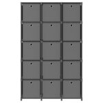 vidaXL Étagère à 15 cubes avec boîtes Gris 103x30x175 5 cm Tissu