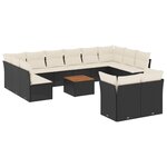 vidaXL Salon de jardin avec coussins 13 Pièces noir résine tressée