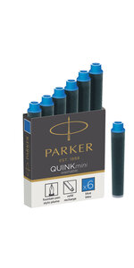 PARKER Quink 6 cartouches courtes pour Stylo plume encre bleue effaçable