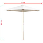 vidaXL Parasol avec poteau en bois 270 x 270 cm Blanc crème