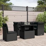 vidaXL Salon de jardin 6 Pièces avec coussins noir résine tressée