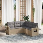 vidaXL Salon de jardin avec coussins 5 Pièces beige résine tressée