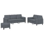 vidaXL Ensemble de canapés 3 Pièces avec coussins gris foncé velours