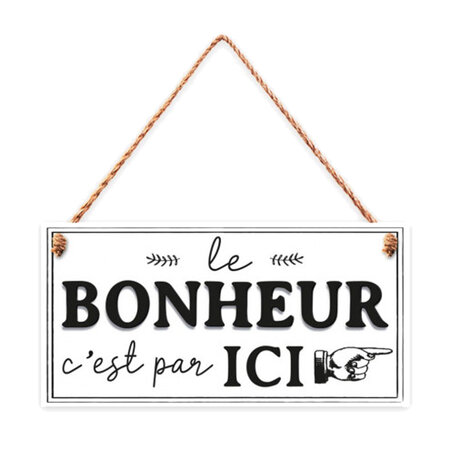 Plaque à suspendre le bonheur 20 cm