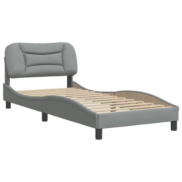 vidaXL Cadre de lit avec tête de lit Gris clair 90x190 cm Tissu
