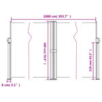vidaXL Auvent latéral rétractable Marron 180x1000 cm