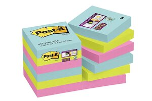 Lot de 12 blocs Notes Super Sticky Collection Miami 47,6 x 47,6mm POST-IT