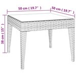 vidaXL Table d'appoint noir 50x50x38 cm poly rotin et verre trempé