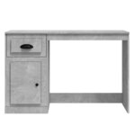 Bureau table poste de travail meuble d'ordinateur informatique étude avec tiroir 115 x 50 x 75 cm bois d'ingénierie gris 02_0023456