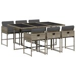 vidaXL Ensemble à manger de jardin et coussins 7 Pièces gris rotin