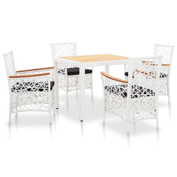vidaXL Salon de jardin 5 Pièces résine tressée blanc