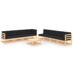 vidaXL Salon de jardin 9 Pièces avec coussins Bois de pin massif