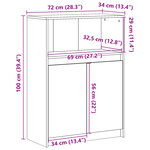 vidaXL Buffet avec LED sonoma gris 72x34x100 cm bois d'ingénierie