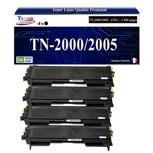 4 Toners compatibles avec Brother TN2000 TN2005 pour Brother FAX 2820 2825 2920 - 2 500 pages - T3AZUR