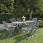 vidaXL Mobilier à dîner de jardin 7 Pièces Bois d'acacia massif Gris